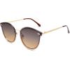 imageSOJOS Classic Rimless Round Sunglasses for Women Diamond Cutting Lens Trendy Oversized Sun Glasses Gold Frame Gradient Brown lens SJ1153