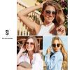 imageSOJOS Classic Rimless Round Sunglasses for Women Diamond Cutting Lens Trendy Oversized Sun Glasses Gold Frame Gradient Brown lens SJ1153