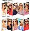 imageSOJOS Classic Trendy Round Sunglasses Womens Mens Oversized Large Shades UV400 Vacation Sunnies SJ2068Black  Gradient Grey  Red
