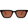imageSOJOS Polarized Narrow Square Cateye Sunglasses for Women Retro Trendy Driving Glasses SJ2169BlackBrown