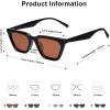 imageSOJOS Polarized Narrow Square Cateye Sunglasses for Women Retro Trendy Driving Glasses SJ2169BlackBrown