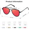 imageSOJOS Retro Aviator Polarized Double Bridge Sunglasses for Men Women Mirrored Lens SJ1051BlackRed Mirrored