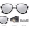 imageSOJOS Retro Aviator Polarized Double Bridge Sunglasses for Men Women Mirrored Lens SJ1051SilverSilver Mirrored