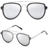 imageSOJOS Retro Aviator Polarized Double Bridge Sunglasses for Men Women Mirrored Lens SJ1051SilverSilver Mirrored