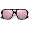 imageSOJOS Retro Aviator Sunglasses For Women Men Square Womens Square Sun Glasses SJ2355Black Pink Mirror