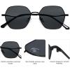 imageSOJOS Retro Hexagon Square Polarized Sunglasses for Women Men Vintage Hexagonal Polygon Shades SJ1101BlackGrey
