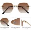 imageSOJOS Retro Hexagon Square Polarized Sunglasses for Women Men Vintage Hexagonal Polygon Shades SJ1101GoldBrown Grading