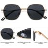 imageSOJOS Retro Hexagon Square Polarized Sunglasses for Women Men Vintage Hexagonal Polygon Shades SJ1101GoldGrey