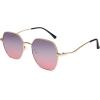 imageSOJOS Retro Hexagon Square Polarized Sunglasses for Women Men Vintage Hexagonal Polygon Shades SJ1101GoldPurple Grading