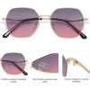 imageSOJOS Retro Hexagon Square Polarized Sunglasses for Women Men Vintage Hexagonal Polygon Shades SJ1101GoldPurple Grading