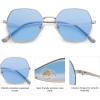 imageSOJOS Retro Hexagon Square Polarized Sunglasses for Women Men Vintage Hexagonal Polygon Shades SJ1101SilverBlue
