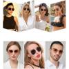 imageSOJOS Retro Hexagon Square Polarized Sunglasses for Women Men Vintage Hexagonal Polygon Shades SJ1101SilverBrown Grading