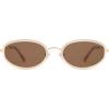imageSOJOS Retro Trendy Oval Polarized Sunglasses for Women Men 90s Vintage Circle Round Sunnies SJ1248Light BrownBrown