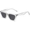 imageSOJOS Polarized Narrow Square Cateye Sunglasses for Women Retro Trendy Driving Glasses SJ2169Transparent GreyGrey