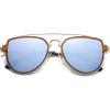 imageSOJOS Retro Aviator Polarized Double Bridge Sunglasses for Men Women Mirrored Lens SJ1051A10 GoldDusty Blue Mirrored