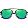 imageSOJOS Retro Aviator Polarized Double Bridge Sunglasses for Men Women Mirrored Lens SJ1051BlackGreenish Blue Mirrored