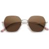 imageSOJOS Retro Hexagon Square Polarized Sunglasses for Women Men Vintage Hexagonal Polygon Shades SJ1101SilverBrown
