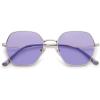 imageSOJOS Retro Hexagon Square Polarized Sunglasses for Women Men Vintage Hexagonal Polygon Shades SJ1101SilverPurple