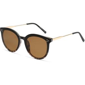 imageSOJOS Classic Trendy Round Sunglasses Womens Mens Oversized Large Shades UV400 Vacation Sunnies SJ2068Black Gradient TortoiseBrown