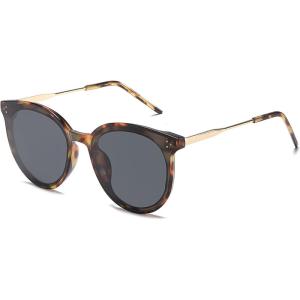 imageSOJOS Classic Trendy Round Sunglasses Womens Mens Oversized Large Shades UV400 Vacation Sunnies SJ2068Dark TortoiseGrey