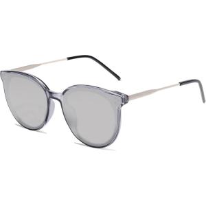 imageSOJOS Classic Trendy Round Sunglasses Womens Mens Oversized Large Shades UV400 Vacation Sunnies SJ2068GreySilver