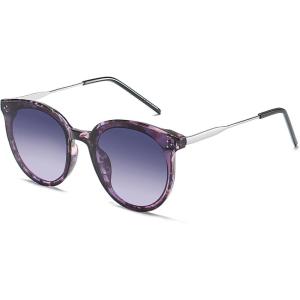 imageSOJOS Classic Trendy Round Sunglasses Womens Mens Oversized Large Shades UV400 Vacation Sunnies SJ2068Purple PatternPurple