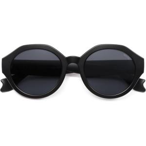 imageSOJOS Ocean Collection Round Sunglasses Recycled Fishing Net Frame EcoFriendly UV400 Polarized Lenses Indian OceanBlackGrey