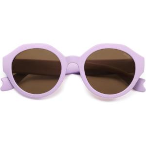 imageSOJOS Ocean Collection Round Sunglasses Recycled Fishing Net Frame EcoFriendly UV400 Polarized Lenses Indian OceanPurpleBrown