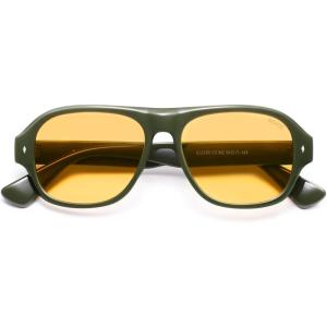 imageSOJOS Polarized Aviator Square Sunglasses for Women Men 90s Retro Vintage Oval Shades UV400 Lens SJ2395GreenYellow