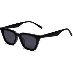 imageSOJOS Polarized Narrow Square Cateye Sunglasses for Women Retro Trendy Driving Glasses SJ2169BlackGrey