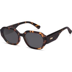 imageSOJOS Polarized Sunglasses For Women Retro Rectangle Womens Sun Glasses Trendy Narrow Square 90s Shades SJ2232TortoiseGrey