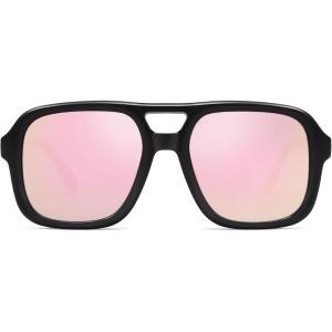 imageSOJOS Retro Aviator Sunglasses For Women Men Square Womens Square Sun Glasses SJ2355Black Pink Mirror