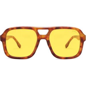 imageSOJOS Retro Aviator Sunglasses For Women Men Square Womens Square Sun Glasses SJ2355Yellow Tortoise Yellow