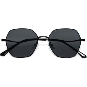 imageSOJOS Retro Hexagon Square Polarized Sunglasses for Women Men Vintage Hexagonal Polygon Shades SJ1101BlackGrey