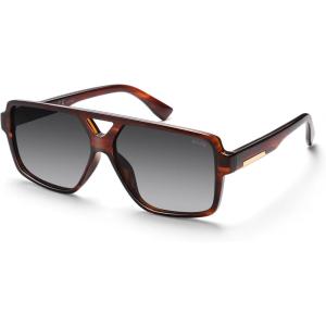 imageSOJOS Retro Oversized Square Polarized Sunglasses for Women and Men Vintage Shades Classic Large Sun Glasses SJ2618Striped BrownGradient Grey