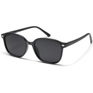 imageSOJOS Retro Square Polarized Sunglasses for Women Men Trendy Classic UV Protection Unisex Sunnies SJ2171Black