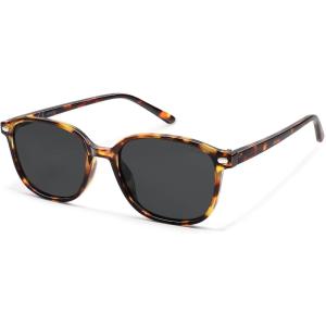 imageSOJOS Retro Square Polarized Sunglasses for Women Men Trendy Classic UV Protection Unisex Sunnies SJ2171Yellow Tortoise