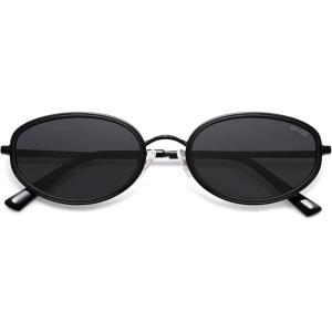 imageSOJOS Retro Trendy Oval Polarized Sunglasses for Women Men 90s Vintage Circle Round Sunnies SJ1248BlackGrey