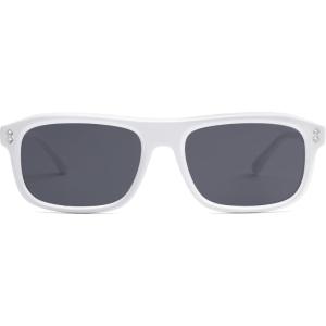 imageSOJOS Retro Vintage Polarized Sunglasses for Women Men Trendy Rectangle Womens Mens Shades SJ2290SWhiteGrey