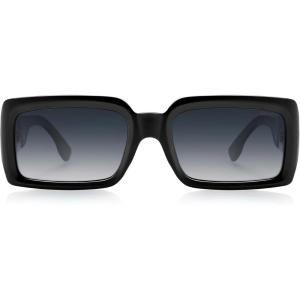 imageSOJOS Trendy Retro Rectangle Polarized Sunglasses Men 90s Vintage Square Womens Sunnies Shades SJ2388Black Frame Grey Grading Lens