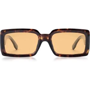 imageSOJOS Trendy Retro Rectangle Polarized Sunglasses Men 90s Vintage Square Womens Sunnies Shades SJ2388Brown Tortorise Frame Light Brown Lens