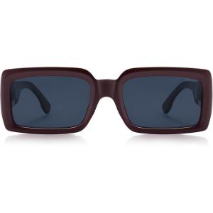 imageSOJOS Trendy Retro Rectangle Polarized Sunglasses Men 90s Vintage Square Womens Sunnies Shades SJ2388Red Frame Grey Lens