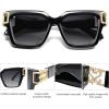 imageSOJOS Luxury Trendy Square Sunglasses for Women Designer Shades UV400 protection Lenses SJ2277All Black