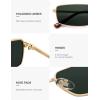 imageSOJOS Rectangle Polarized Sunglasses for Women men Flat Lenses UV400 Protection Vintage ShadesGoldGreen