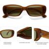 imageSOJOS Retro Rectangle Polarized Sunglasses Women Men Trendy Y2k 90s UV Protection Womens Mens Sun Glasses SJ2375Mocha BrownLight Green