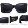 imageSOJOS Sunglasses for Women ampamp Men Square Wide Thick Frame Shades Retro Trendy Fashion UV Protection SJ2349Matt Black gold grey