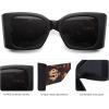 imageSOJOS Sunglasses for Women ampamp Men Square Wide Thick Frame Shades Retro Trendy Fashion UV Protection SJ2349Matt Black tortoise Frame gold grey