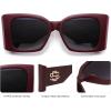imageSOJOS Sunglasses for Women ampamp Men Square Wide Thick Frame Shades Retro Trendy Fashion UV Protection SJ2349Matt Red gold gradient Grey Lens
