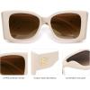 imageSOJOS Sunglasses for Women ampamp Men Square Wide Thick Frame Shades Retro Trendy Fashion UV Protection SJ2349Matt White gold gradient Brown Lens