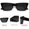 imageSOJOS Trendy Rectangle Polarized Sunglasses for Women Men Retro Narrow Cateye Sunnies SJ2354BlackGrey